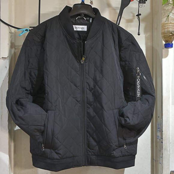 Calvin Klein Men's Quilted Bomber Jacket‎ BLACK - Picture 3 of 7